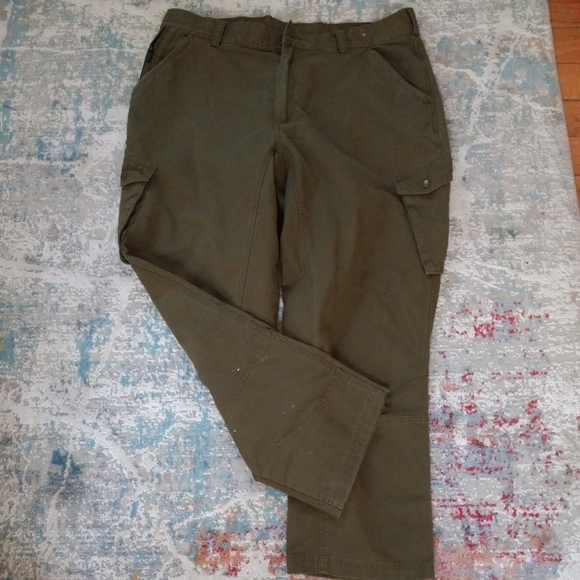 Mens Cabela Heavy Cotton Cargo Pants Sage Green 40x30 - Picture 1 of 8